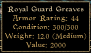 Royal Guard Greaves Unenchanted